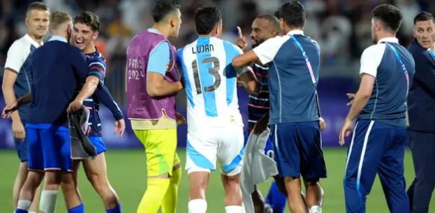 Ugly scenes! Massive brawl breaks out after France eliminate Argentina from Olympics – just weeks after Enzo Fernandez’s ‘racist’ chant overshadowed Copa America